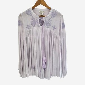 Rachel Zoe Lavender Lightweight Embroidered Tunic/ Blouse M